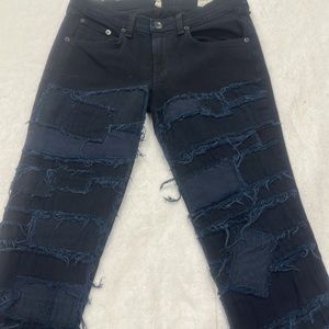 Rag & Bone torn coal patch work skinny jeans size 28